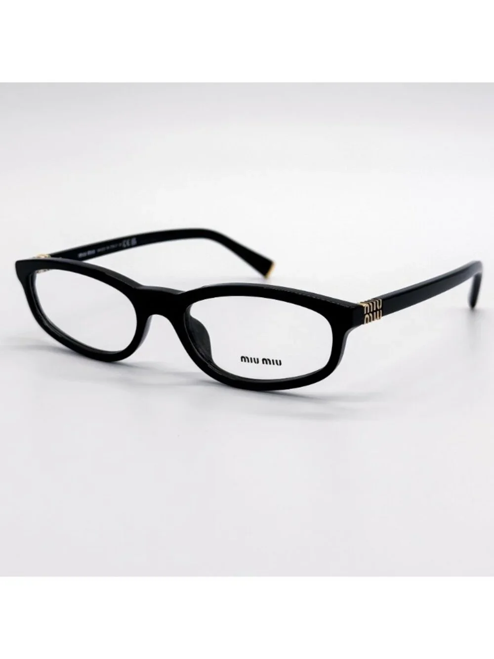 New Miu Miu MU01ZV 16K1O1 Black Geometric Women Eyeglasses VMU 01Z Authentic